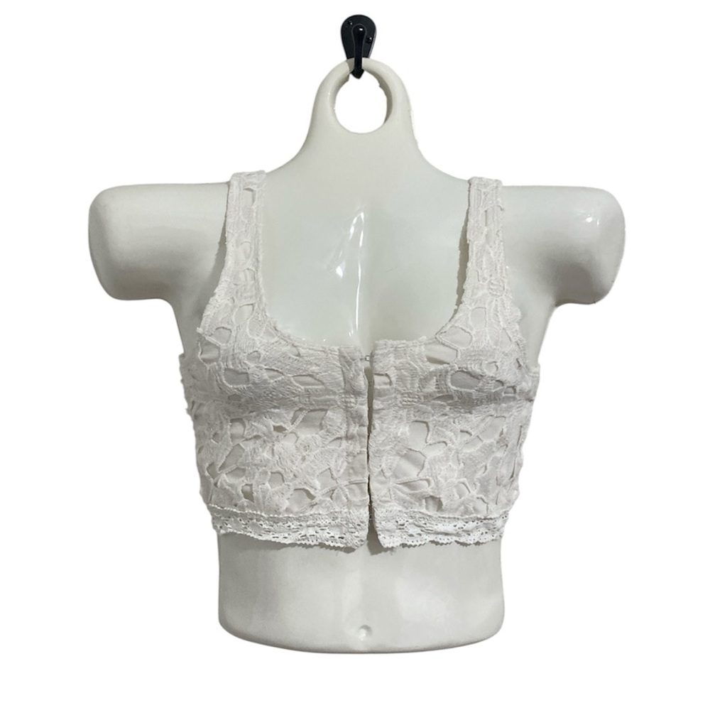 Hollister cropped white lace corset tank top